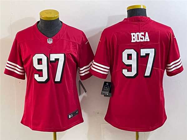 Women%27s San Francisco 49ers #97 Nick Bosa New Red Stitched Jersey(Run Small)->women nfl jersey->Women Jersey